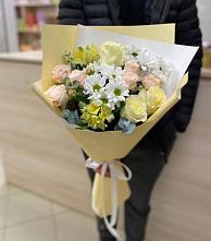 Букет цветов из:  Альстромерии, Розы и Хризантемы в Люблинском